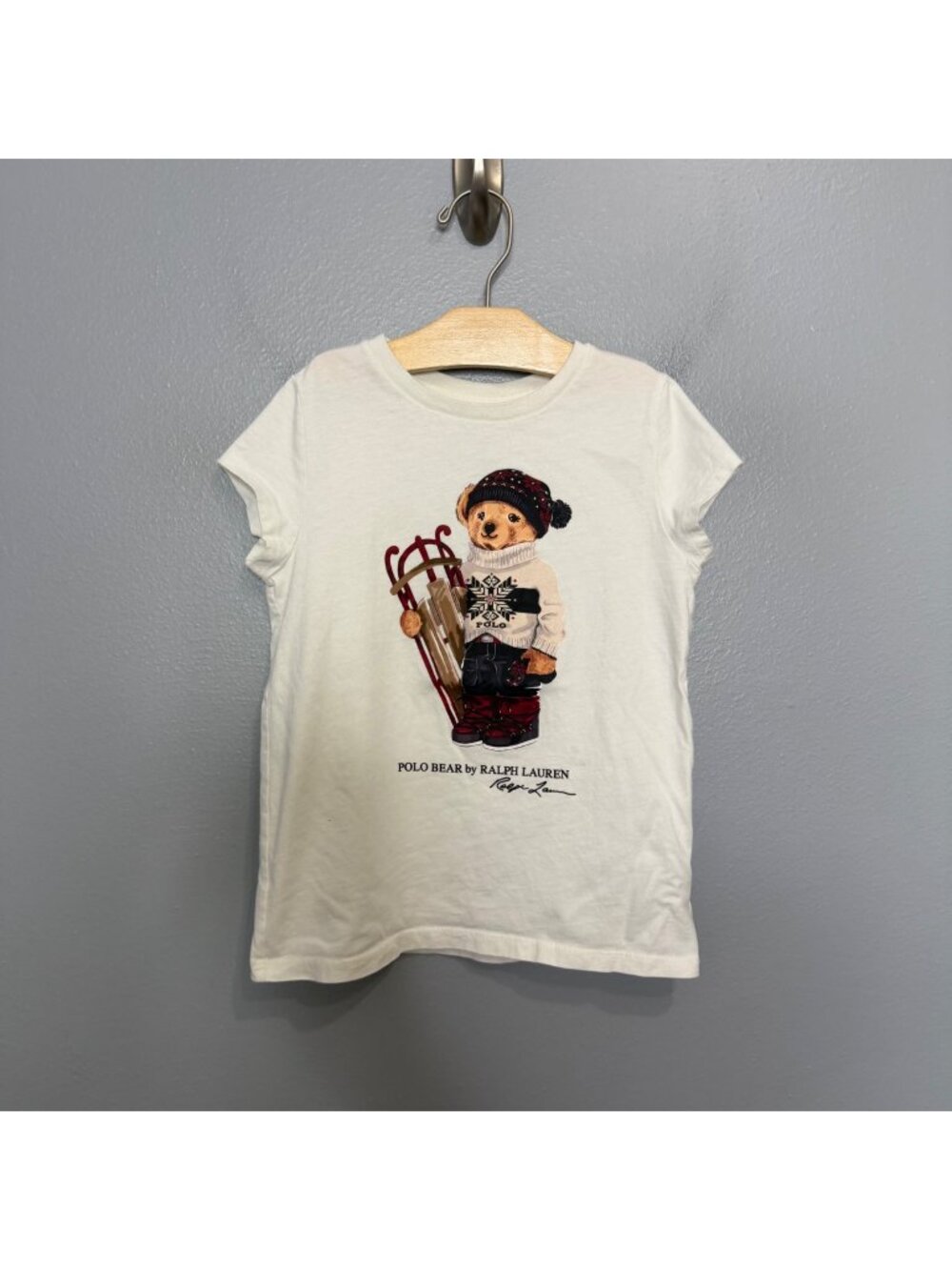 RALPH LAUREN POLO winter sled bear graphic tee size kids 7